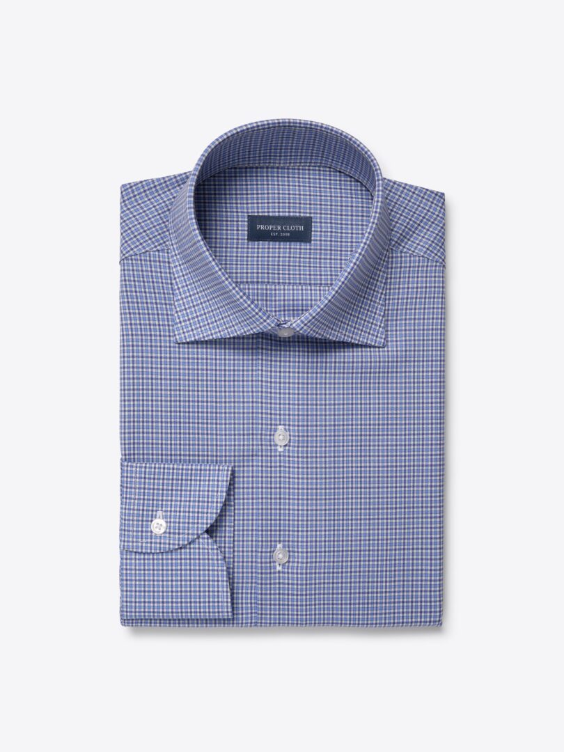 Reda Light Blue Small Check Merino Wool Product Image