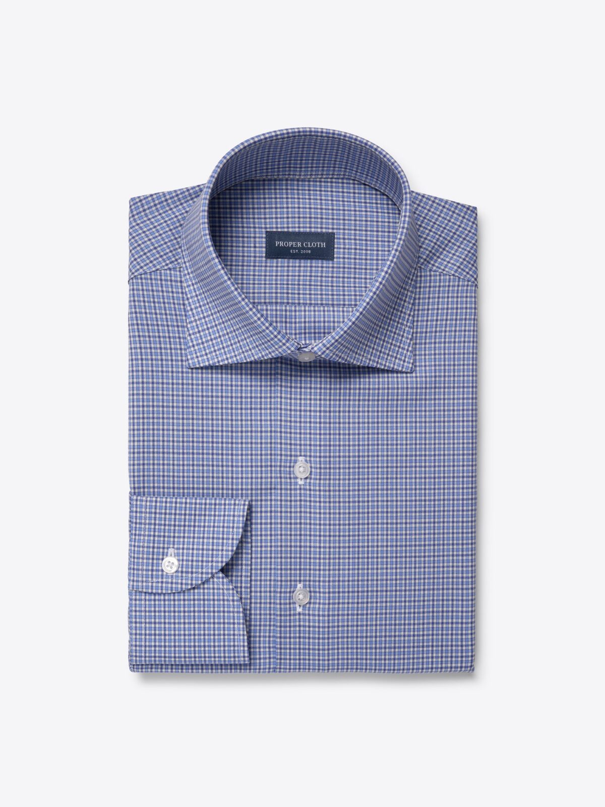 The Italian Merino Wool Shirt in Light Blue Small Check