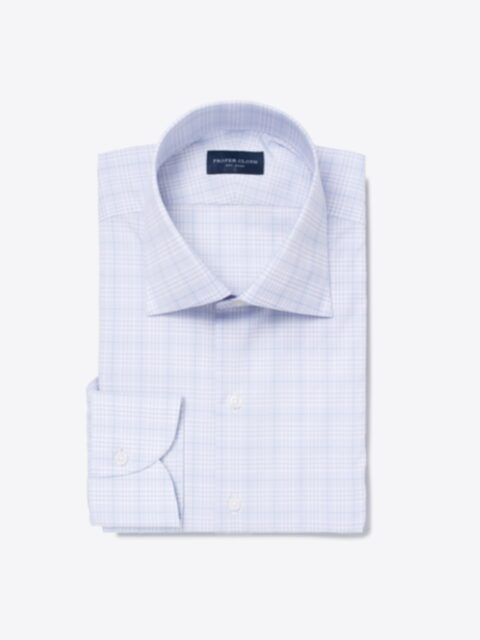 Shop Alden 120s Grey and Blue Prince of Wales Check