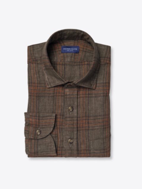 Shop Leomaster Washed Chestnut and Sienna Plaid Linen