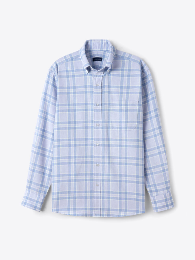 Mesa Light Blue Cotton and Linen Large Plaid 