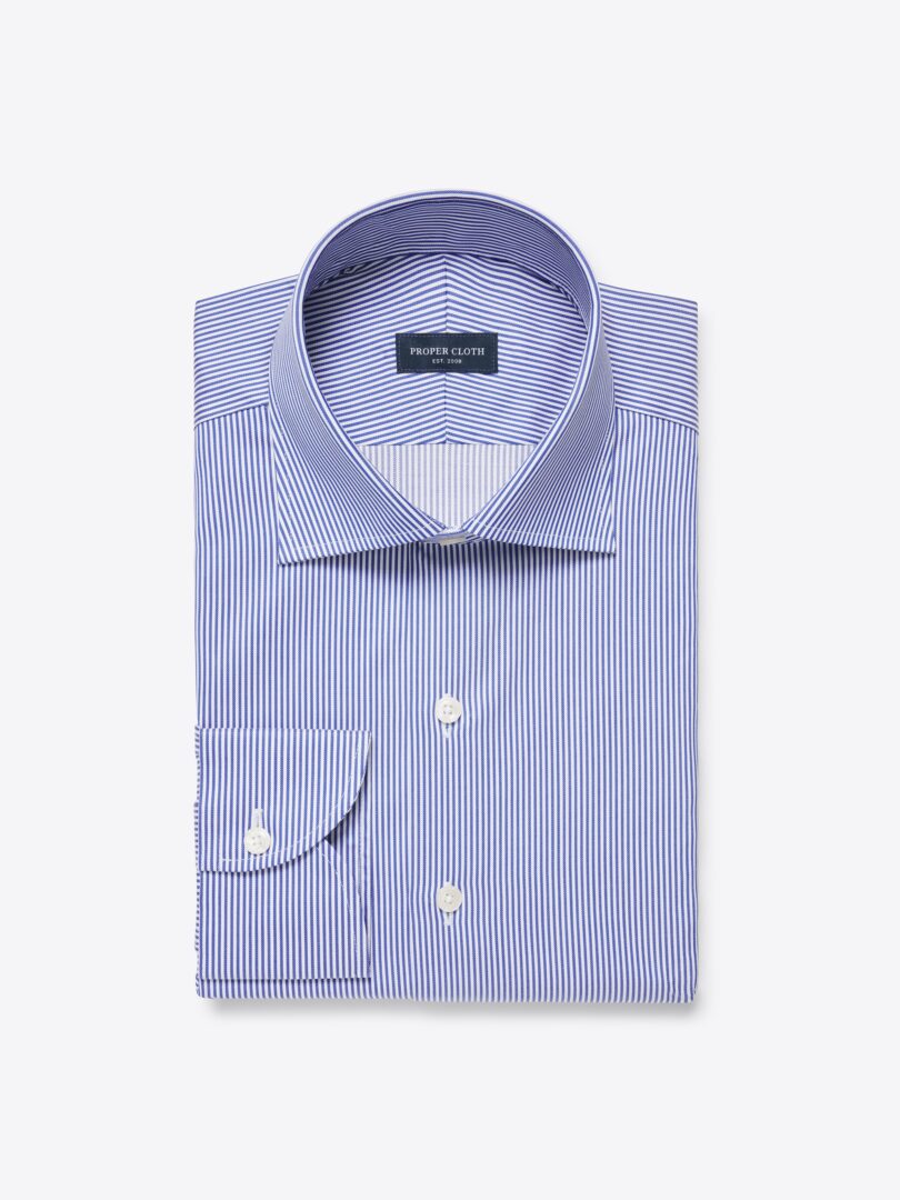 Men’s Thomas Mason Navy Stripe 100s Fine Twill Thumb