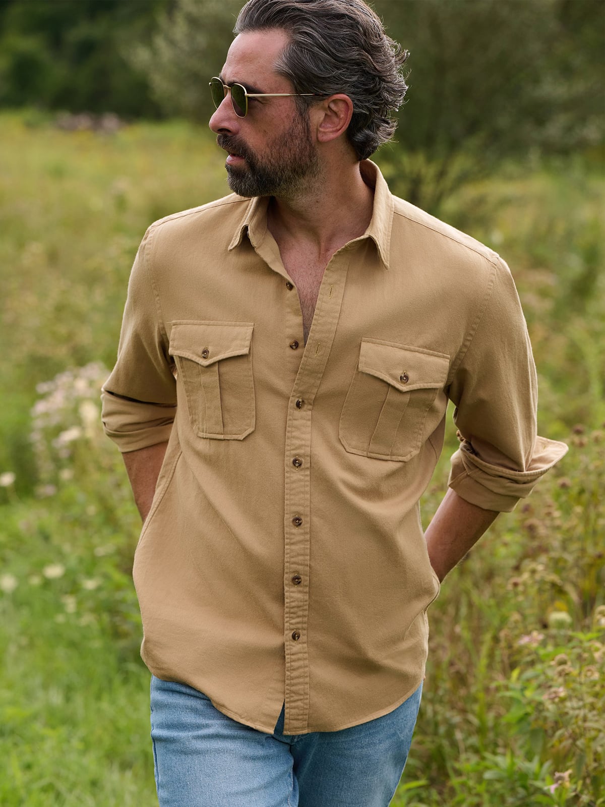 The Selvedge Twill Field Shirt in Camel