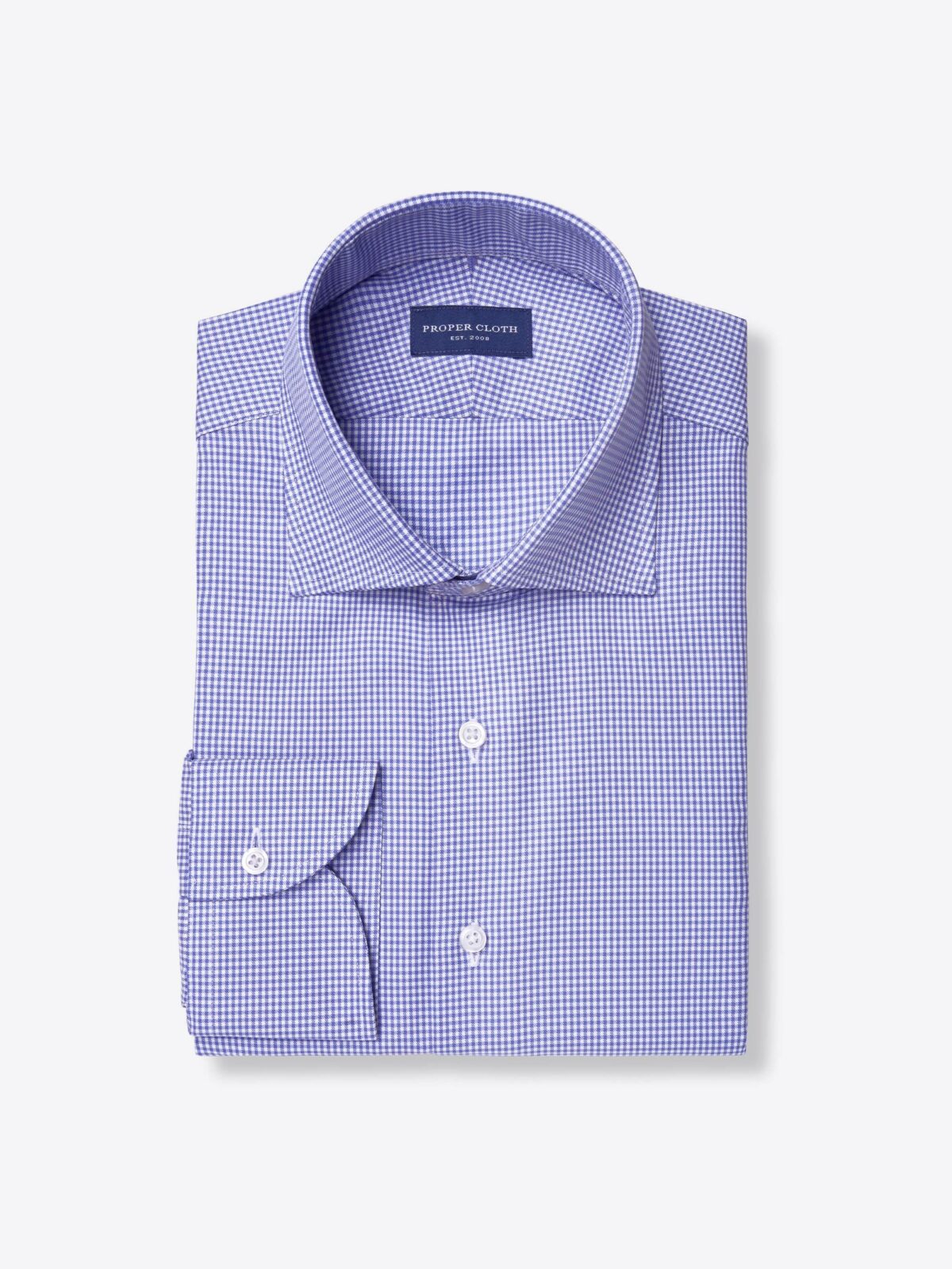 Thomas Mason 100s Blue Mini Gingham Twill Shirt by Proper Cloth