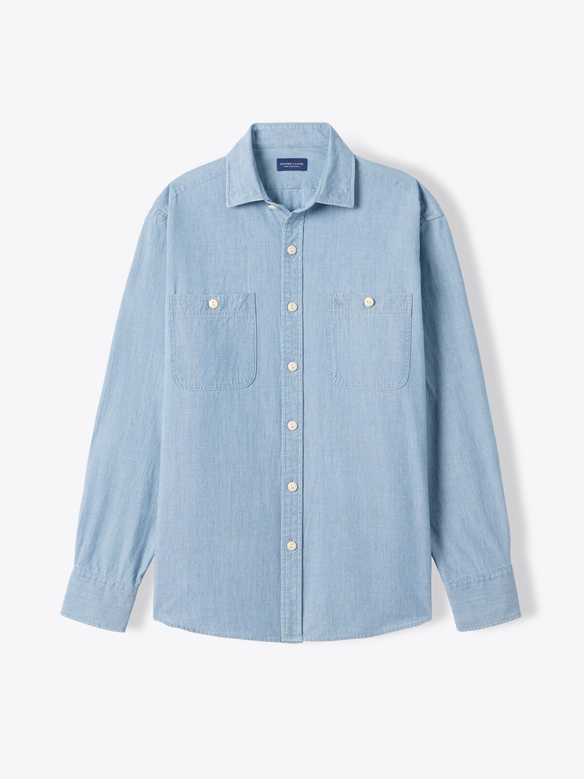 Washed Blue Chambray Linen Shirt by Proper Cloth