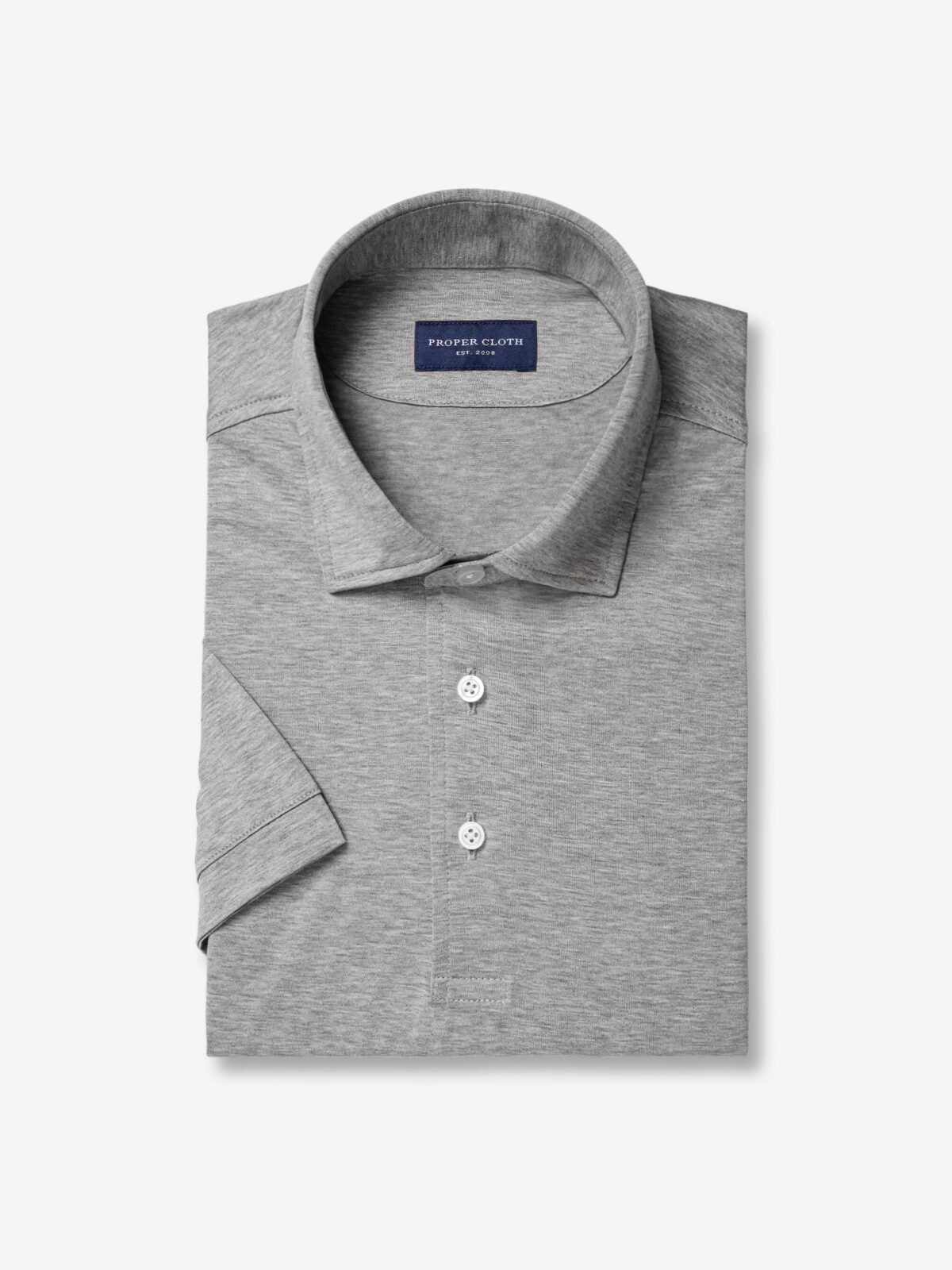 Light Grey Melange Jersey Polo Collar Golf Shirt Shirt