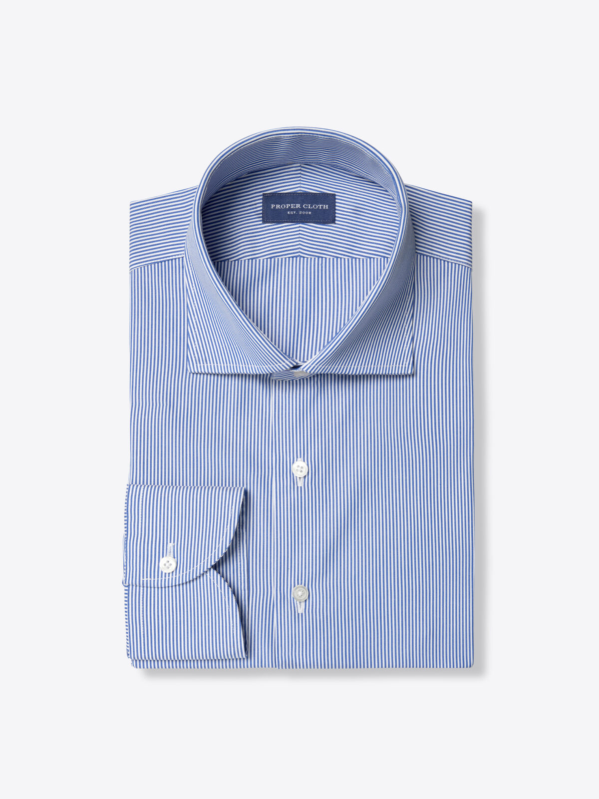 Padua Royal Blue Pencil Stripe 120s Broadcloth Shirt by Proper Cloth