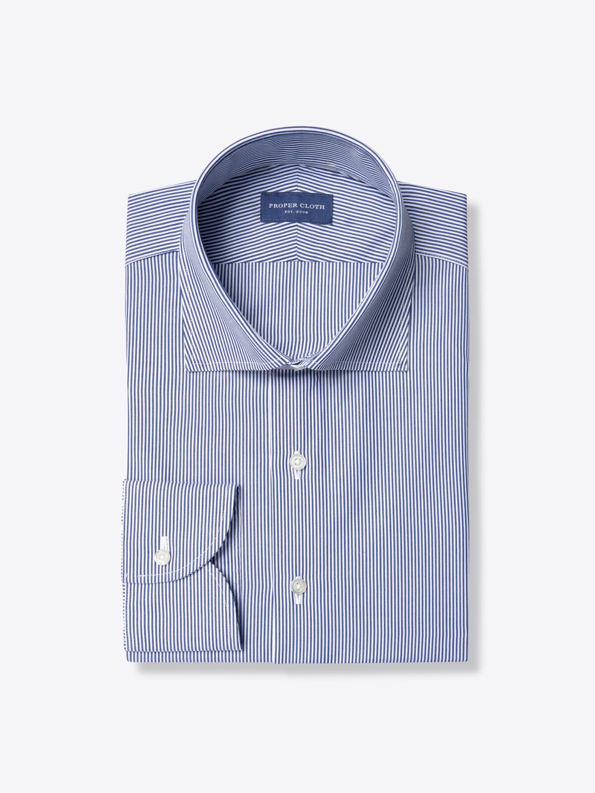 Padua Navy Pencil Stripe 120s Broadcloth Shirt by Proper Cloth