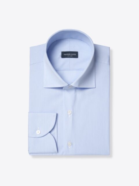 Non-Iron Stretch Light Blue Bengal Stripe Shirt by Proper Cloth