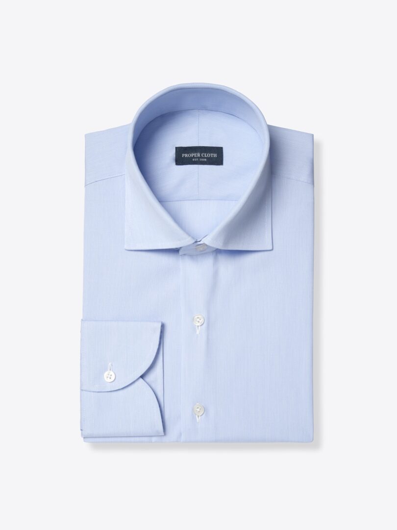 Stanton Light Blue Ultra Fine Stripe 120s Broadcloth 