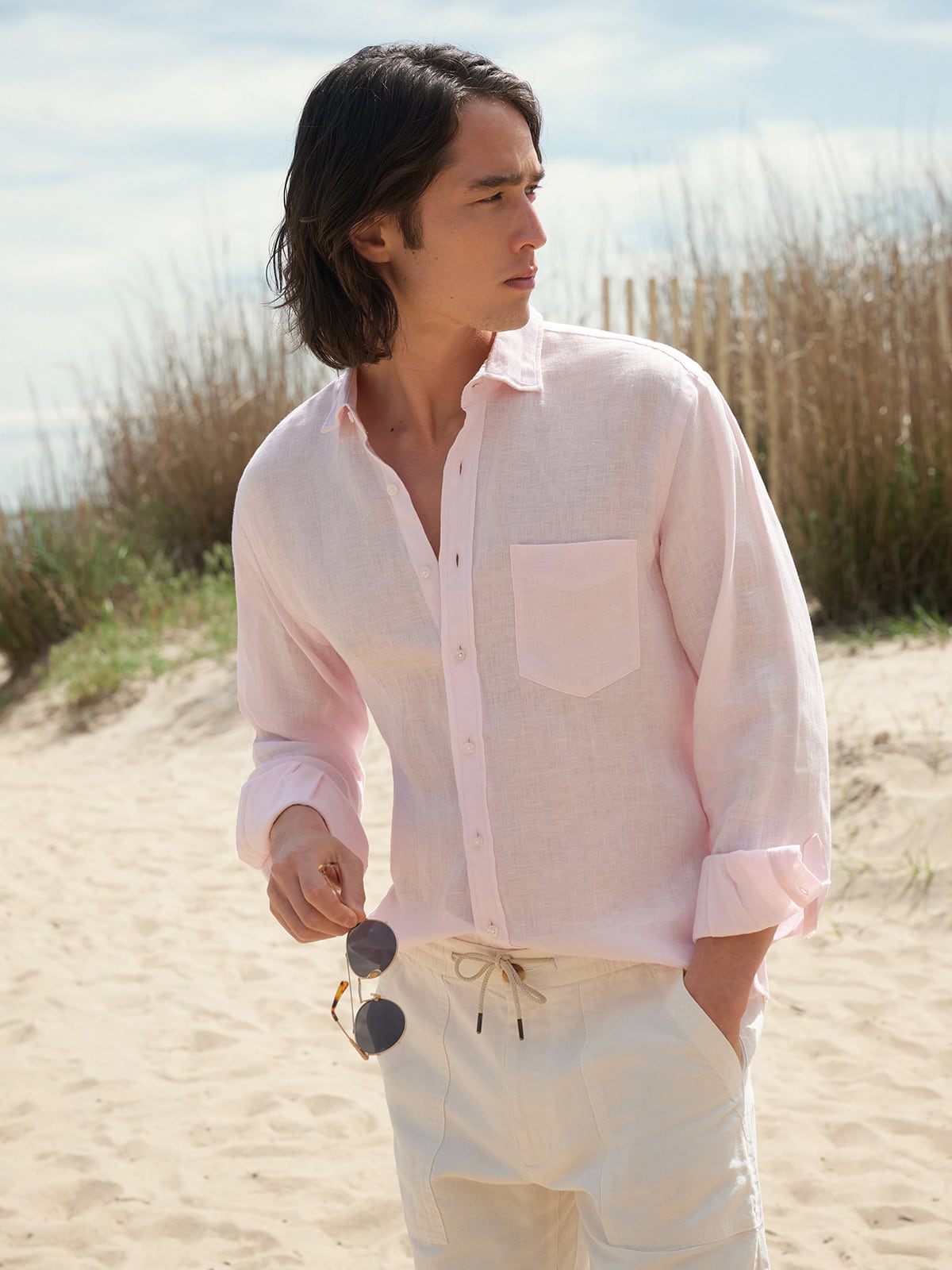 Proper Cloth Men's Baird McNutt Pink Irish Linen Custom Dress Shirt - Pink, Size: 3XL, Big, Tall, 100% Linen
