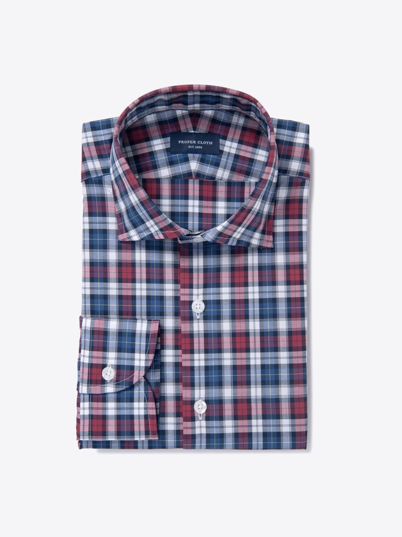 Vincent Crimson and Blue Plaid Custom Made Shirt 