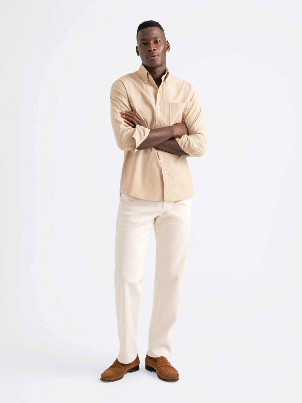 white christmas dresses Tan Cotton-Linen Shirt