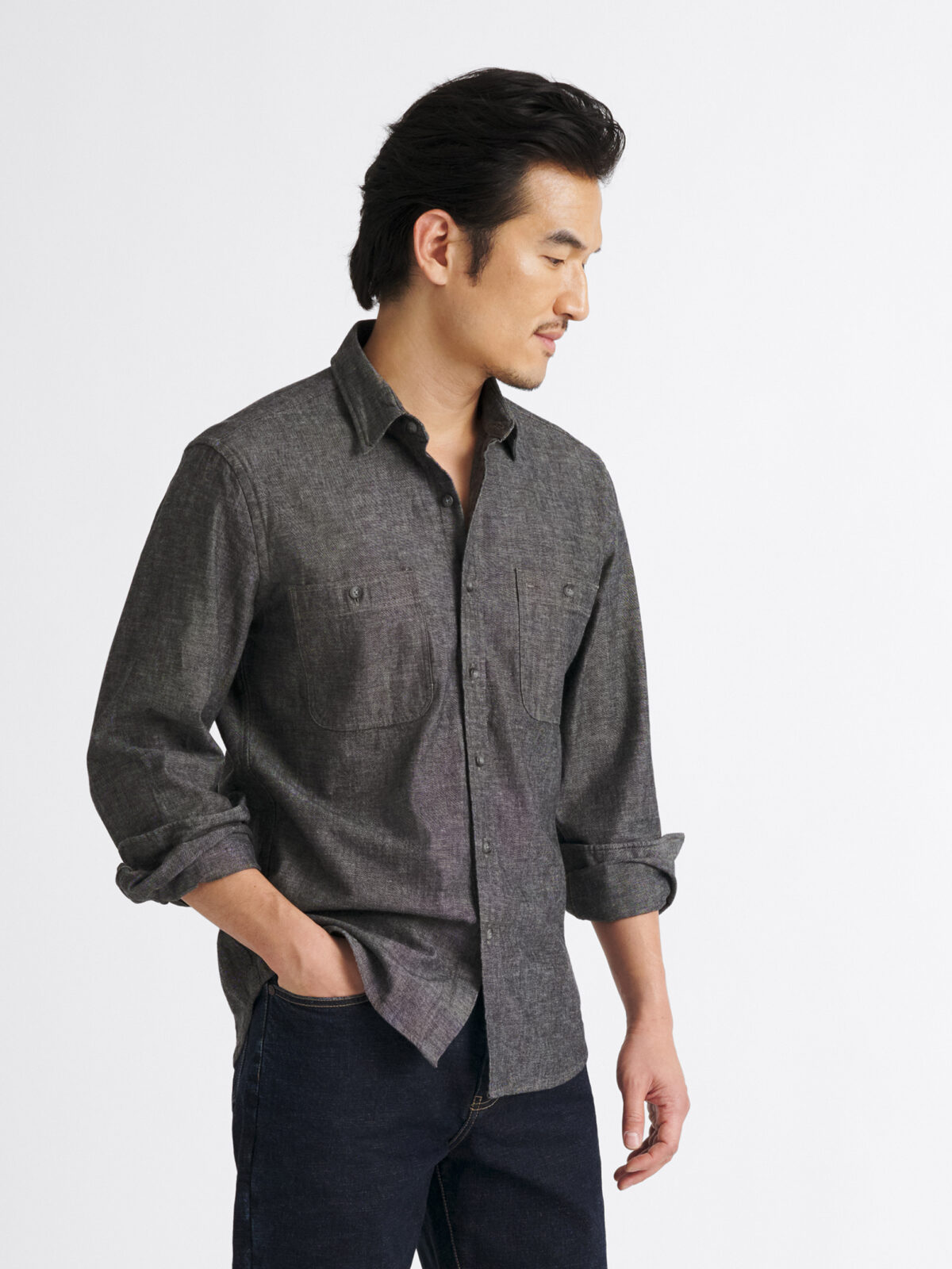 black dress chambray shirt Two bloggers, one garment: Chambray shirt