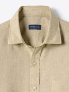 Positano Washed Beige Delave Lightweight Linen Shirt by Proper Cloth 