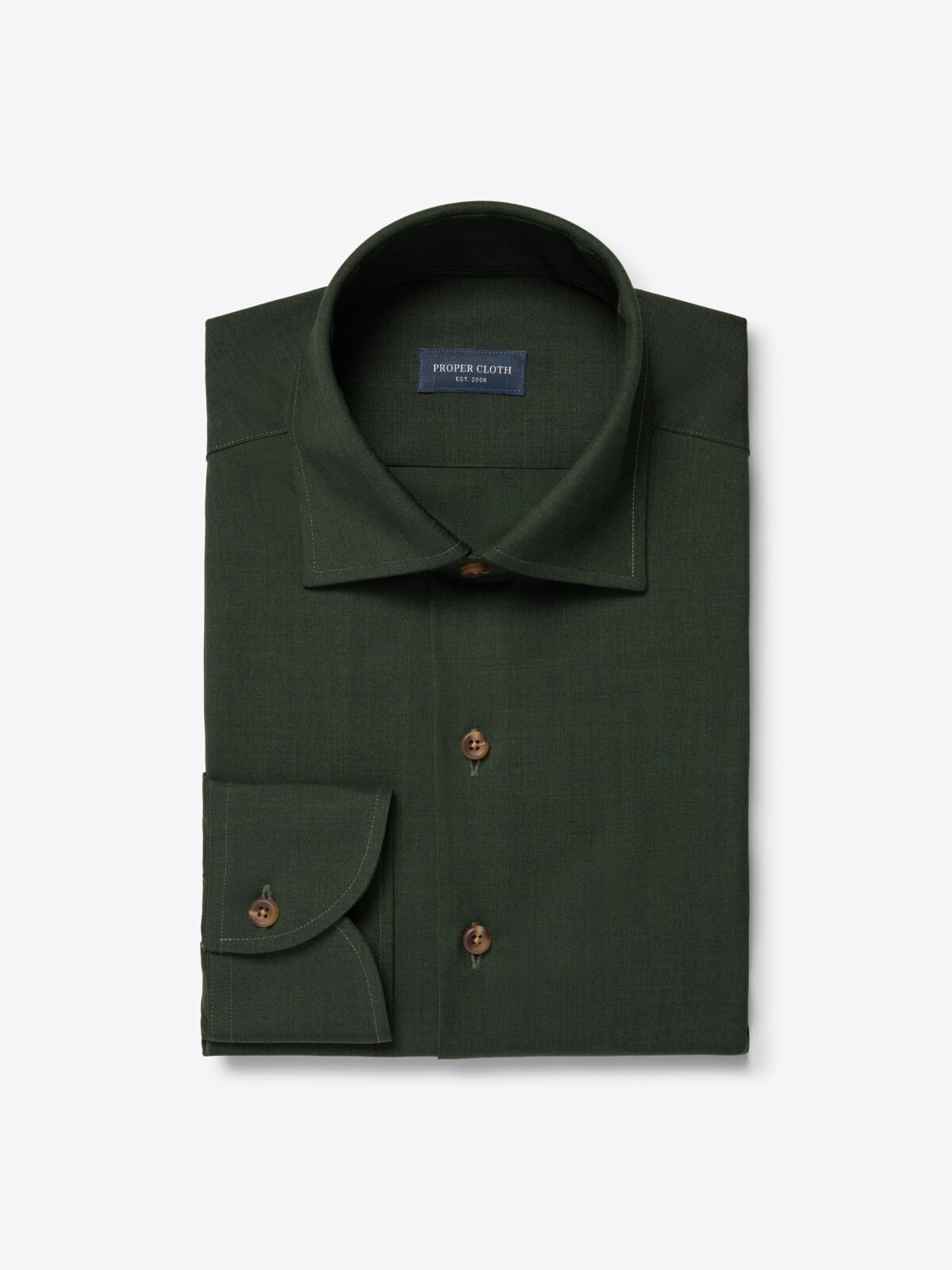 slim fit dress slacks Women's Solid Dark Green Long Sleeve Shirt