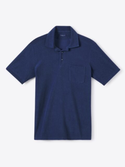 Japanese Faded Navy Terry Cloth Knit Shirt by Proper Cloth