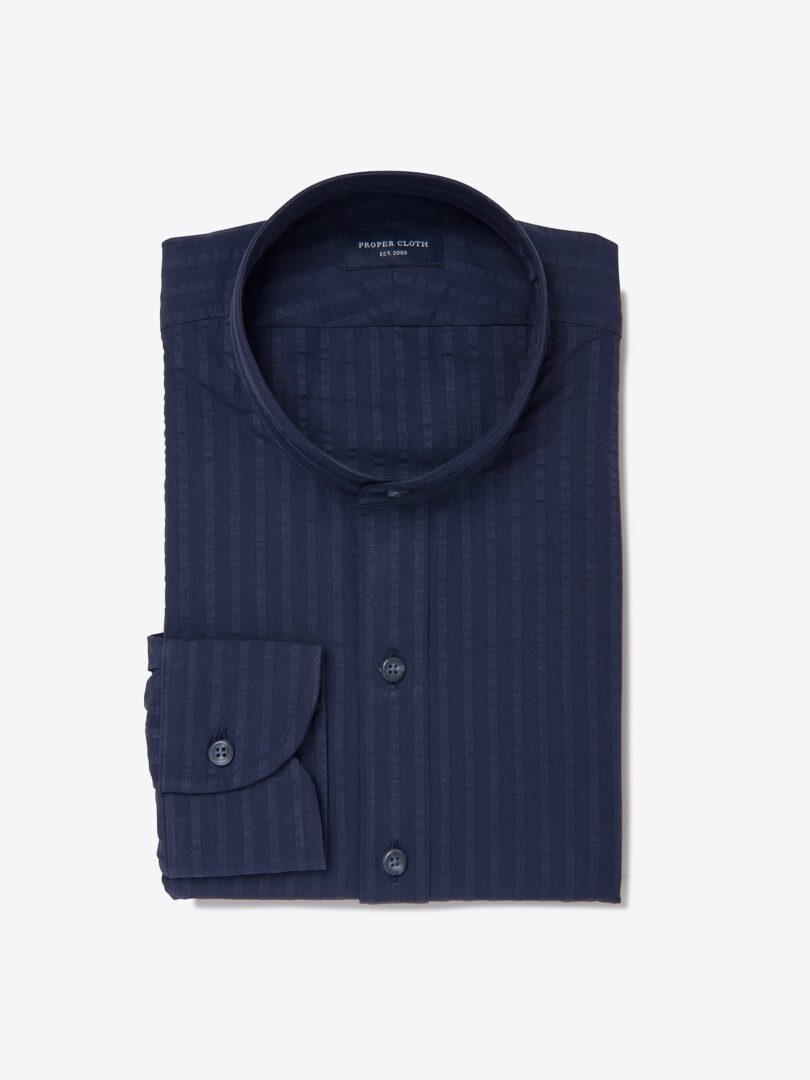 Portuguese Navy Wide Seersucker Custom Made Shirt 