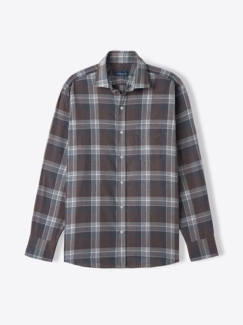 Shop Canclini Grey and Brown Plaid Lightweight Flannel