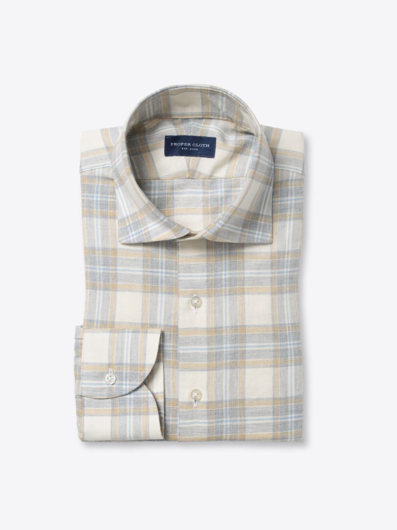 Satoyama Light Grey and Cream Plaid Flannel 