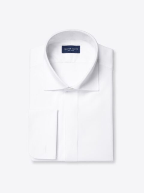 Suggested Item: Thomas Mason Wrinkle-Resistant White Royal Oxford Covered Placket Tuxedo Shirt