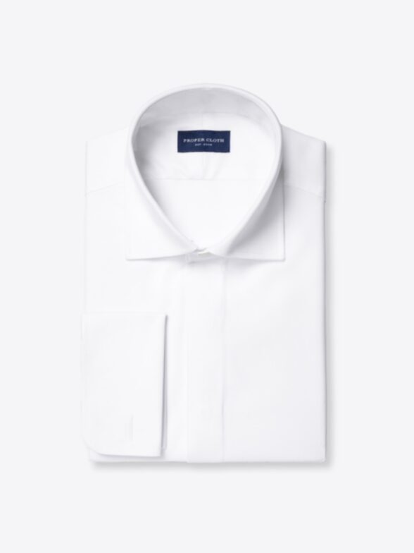 Thomas Mason Wrinkle-Resistant White Royal Oxford Covered Placket Tuxedo Shirt Product Image