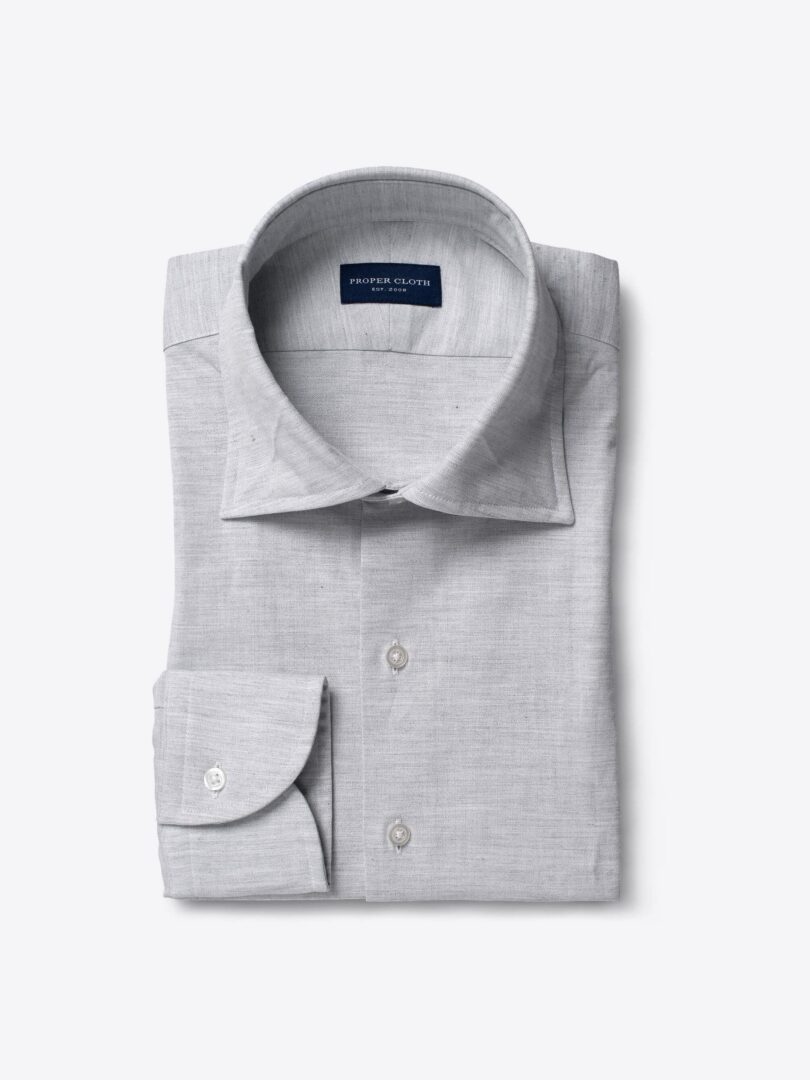 Carrara Light Grey Melange Chambray Dress Shirt 