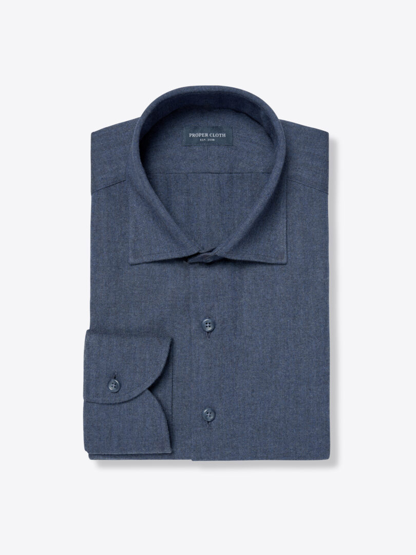 Ludlow Navy Melange Brushed Herringbone 