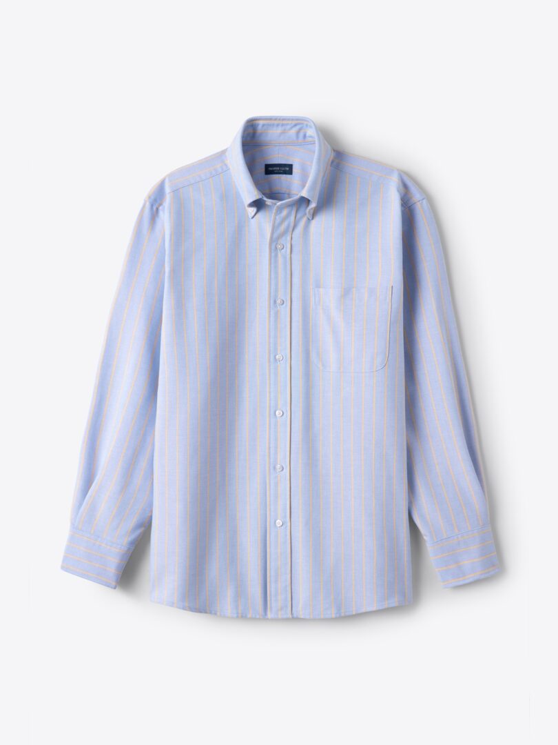American Pima Blue and Gold Stripe Oxford Cloth 
