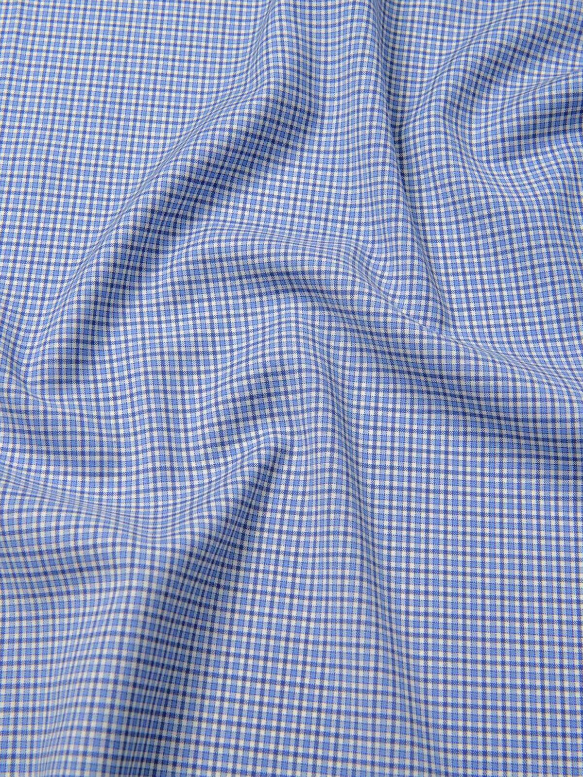 Reda Light Blue Small Check Merino Wool Shirts by Proper Cloth