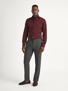 Proper Cloth Men's Canclini Burgundy Easy Care Knit Pique Custom Dress Shirt - Red, Size: 19, Regular, 100% Cotton Proper Cloth Men's Canclini Burgundy Easy Care Knit Pique Custom Dress Shirt - Red, Size: 19, Regular, 100% Cotton