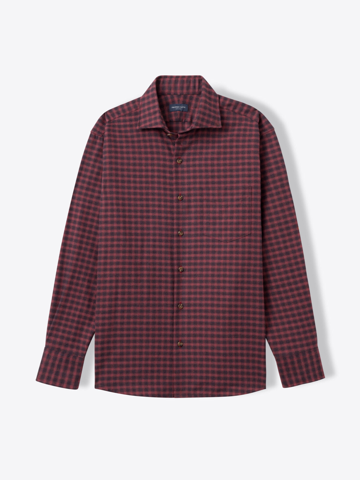 Kent Scarlet Ombre Check Lightweight Flannel Shirt by Proper Cloth