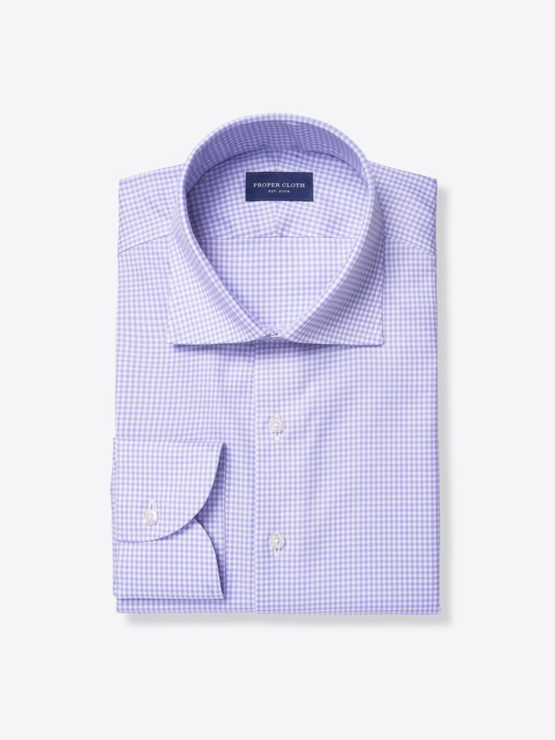 Non-Iron Stretch Supima Lavender Micro Gingham 