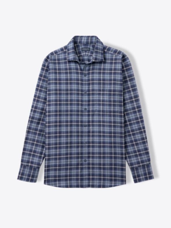 Blue Ombre Horizontal Stripe Flannel Shirt by Proper Cloth