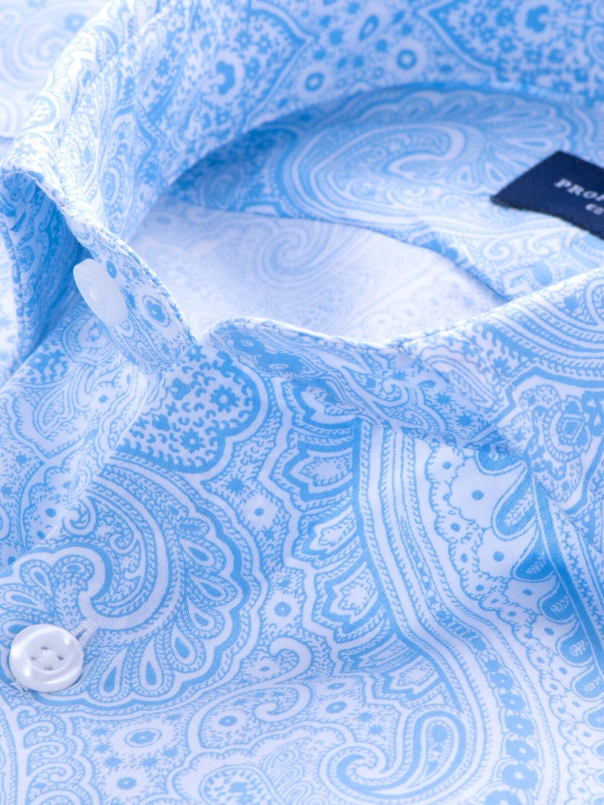 Blue Paisley Mens Short Sleeve Button up Shirts - Tailored Slim