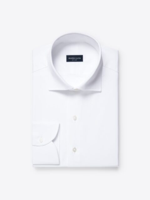 The Thomas Mason Royal Herringbone Dress Shirt in White