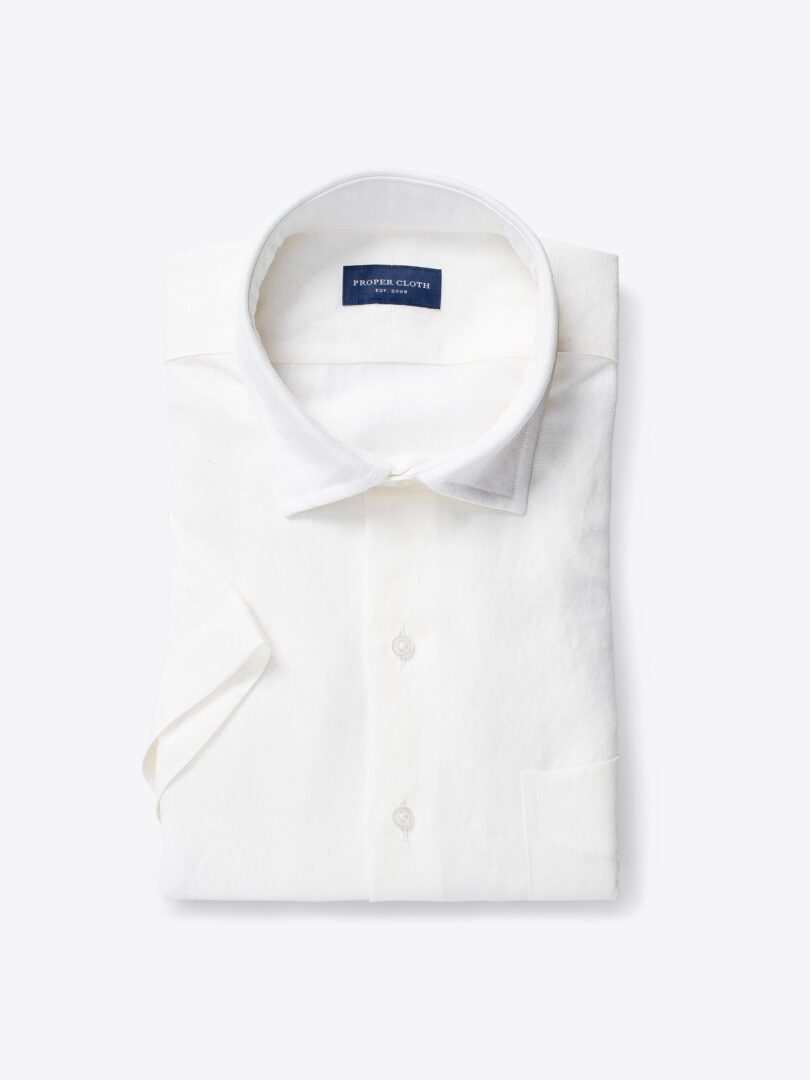 Japanese Washed Cream Linen Rayon Blend Short Sleeve Shirt