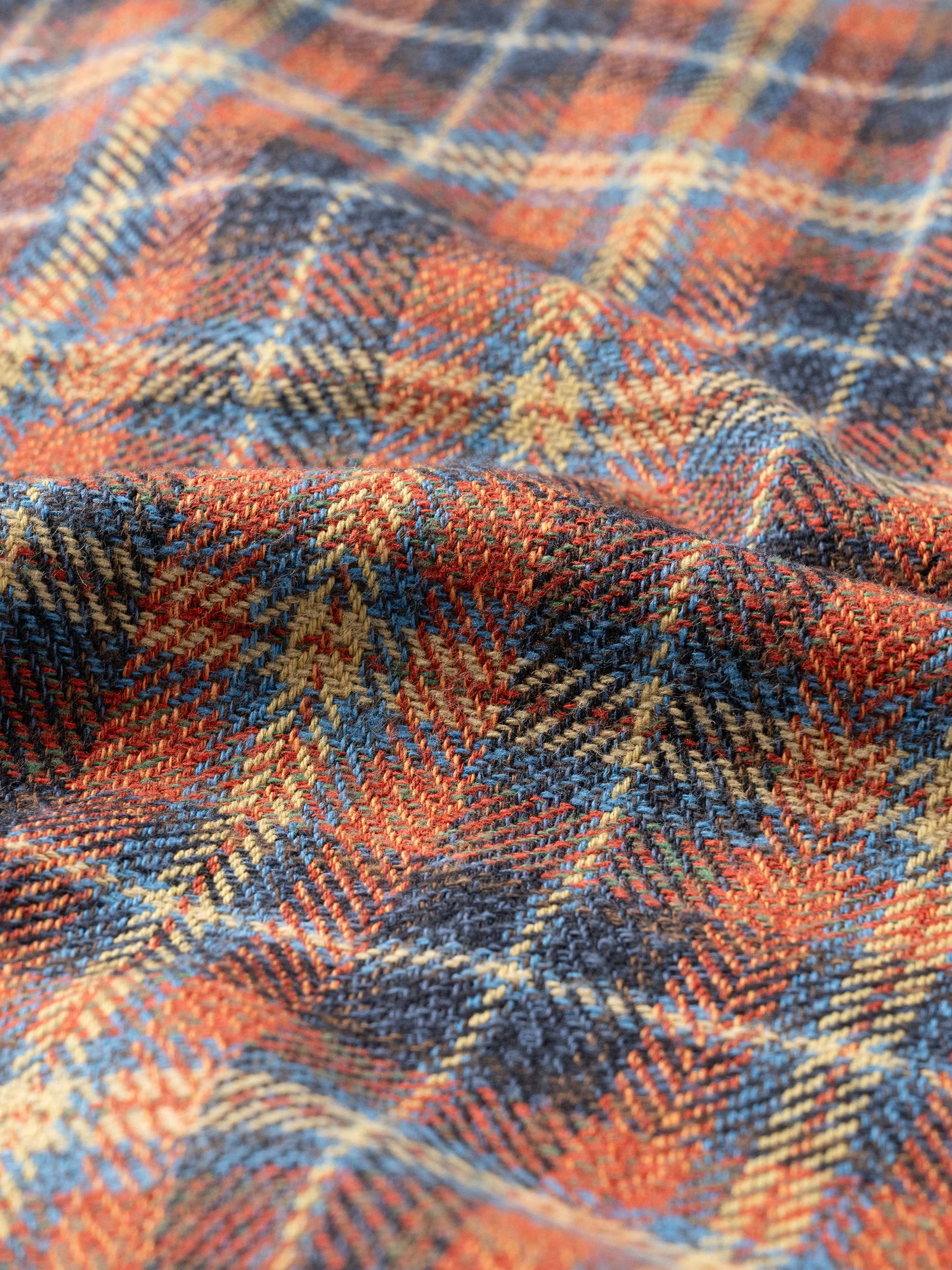 Japanese Orange Blue and Yellow Low Twist Plaid Shirts by Proper Cloth