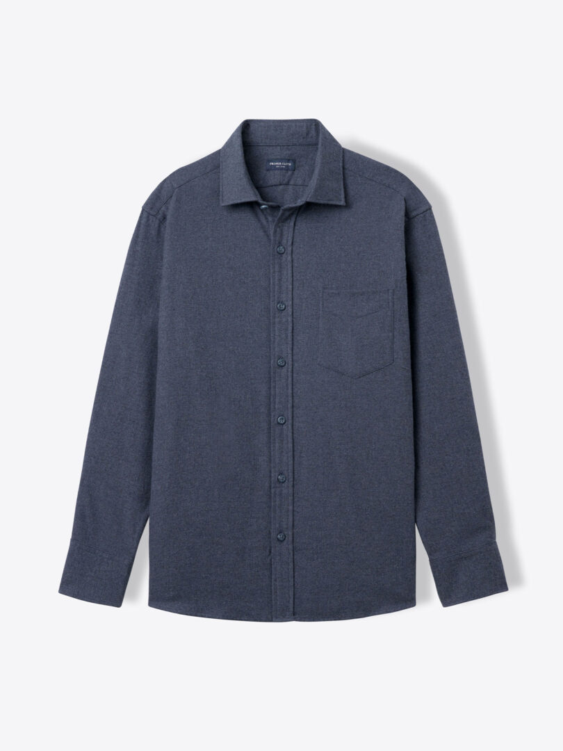 Teton Slate Melange Twill Flannel Shirts by Proper Cloth
