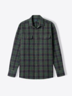 The Japanese Low Twist Shirt in Green Navy and Gold