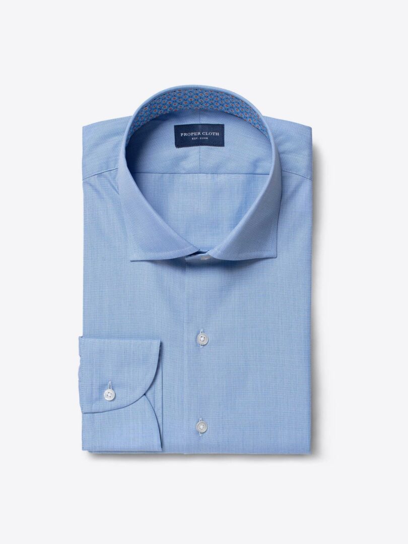 Stanton 120s Blue End-on-End Fitted Dress Shirt 