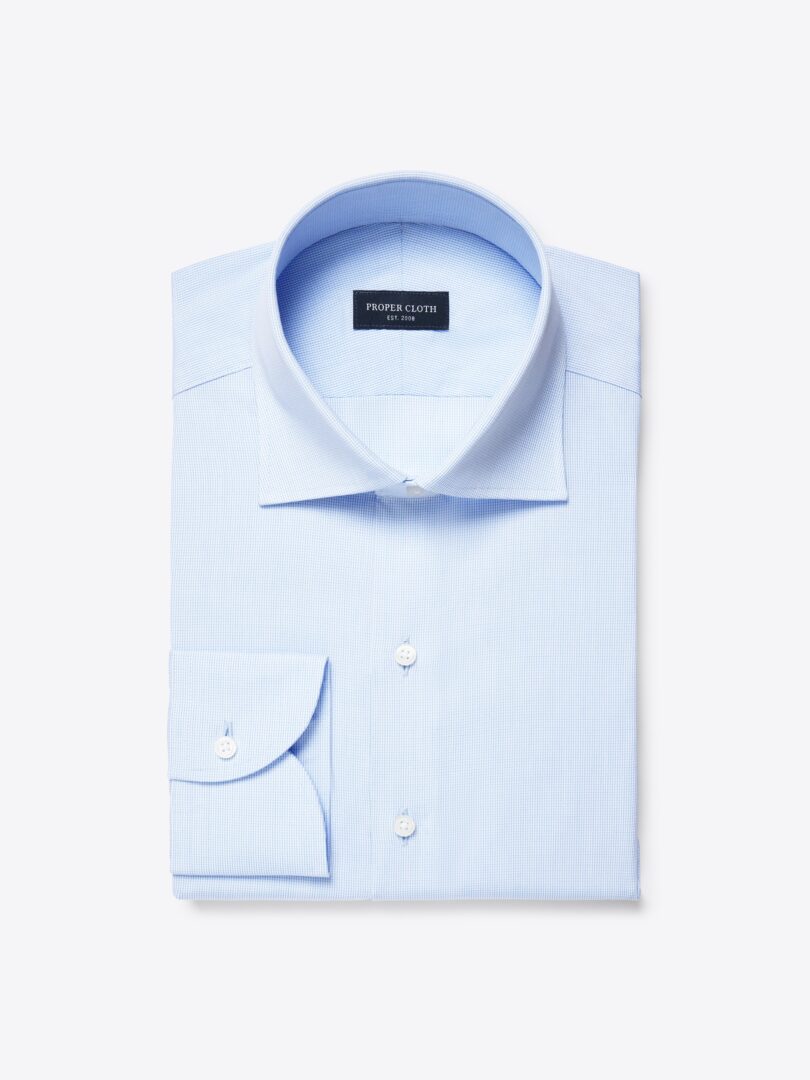 Stanton Light Blue 120s Mini Grid Broadcloth 