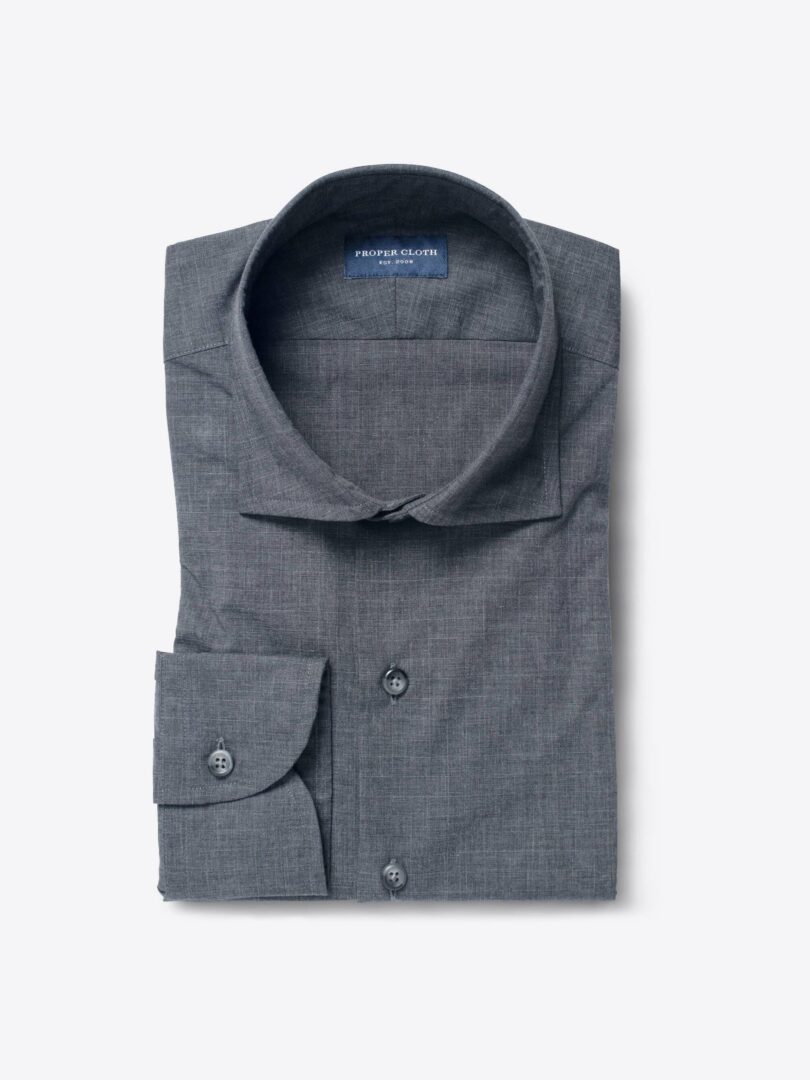 Bleecker Grey Crosshatch Melange Tailor Made Shirt 