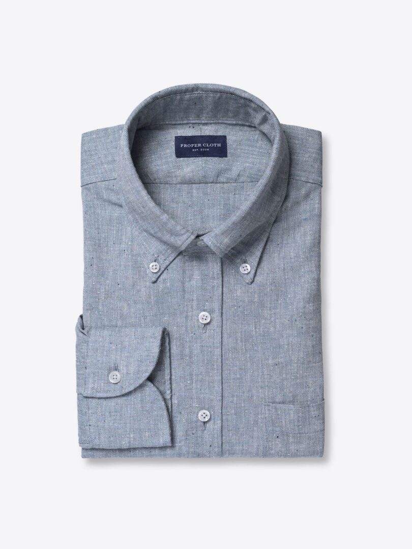 Toscana Blue Melange Recycled Cotton Chambray 
