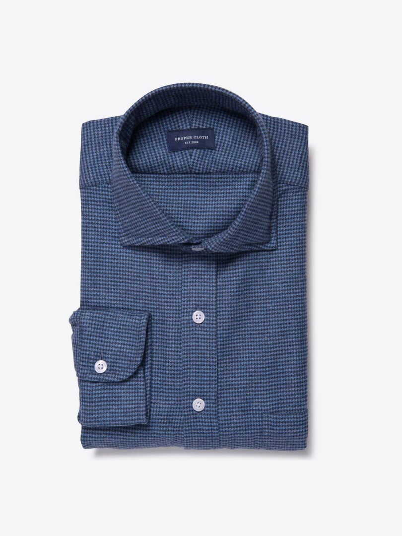 Canclini Indigo Houndstooth Beacon Flannel Shirts by Proper Cloth