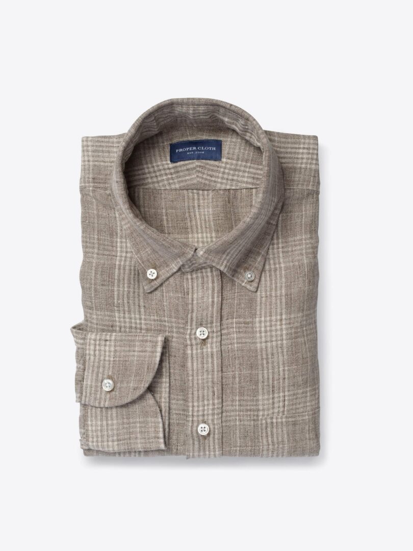 Tessuti di Sondrio Beige Plaid Linen 