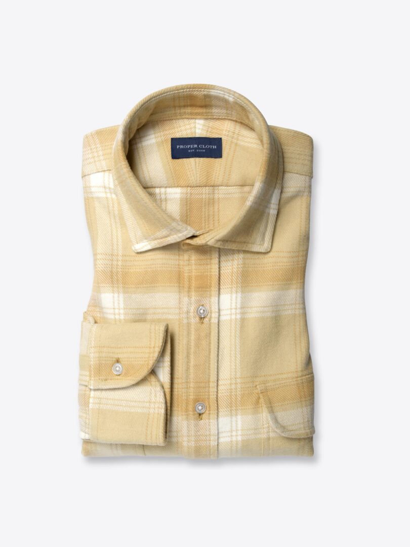 Beige and Cream Large Plaid Heavy Flannel 