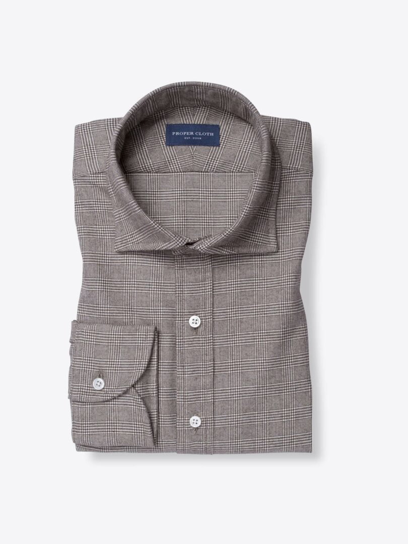 Grandi and Rubinelli Brown and White Glen Plaid Flannel 