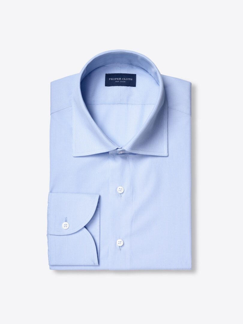 Genoa Light Blue Fine Stripe Broadcloth 
