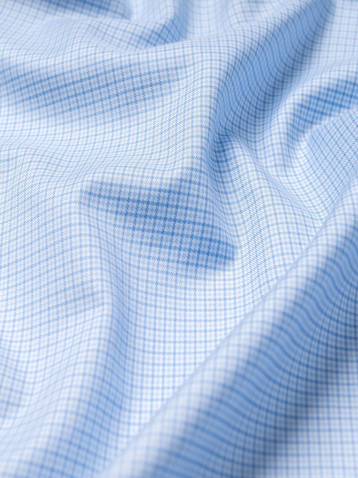 Non-Iron Stretch Light Blue Houndstooth Check Shirts by Proper Cloth